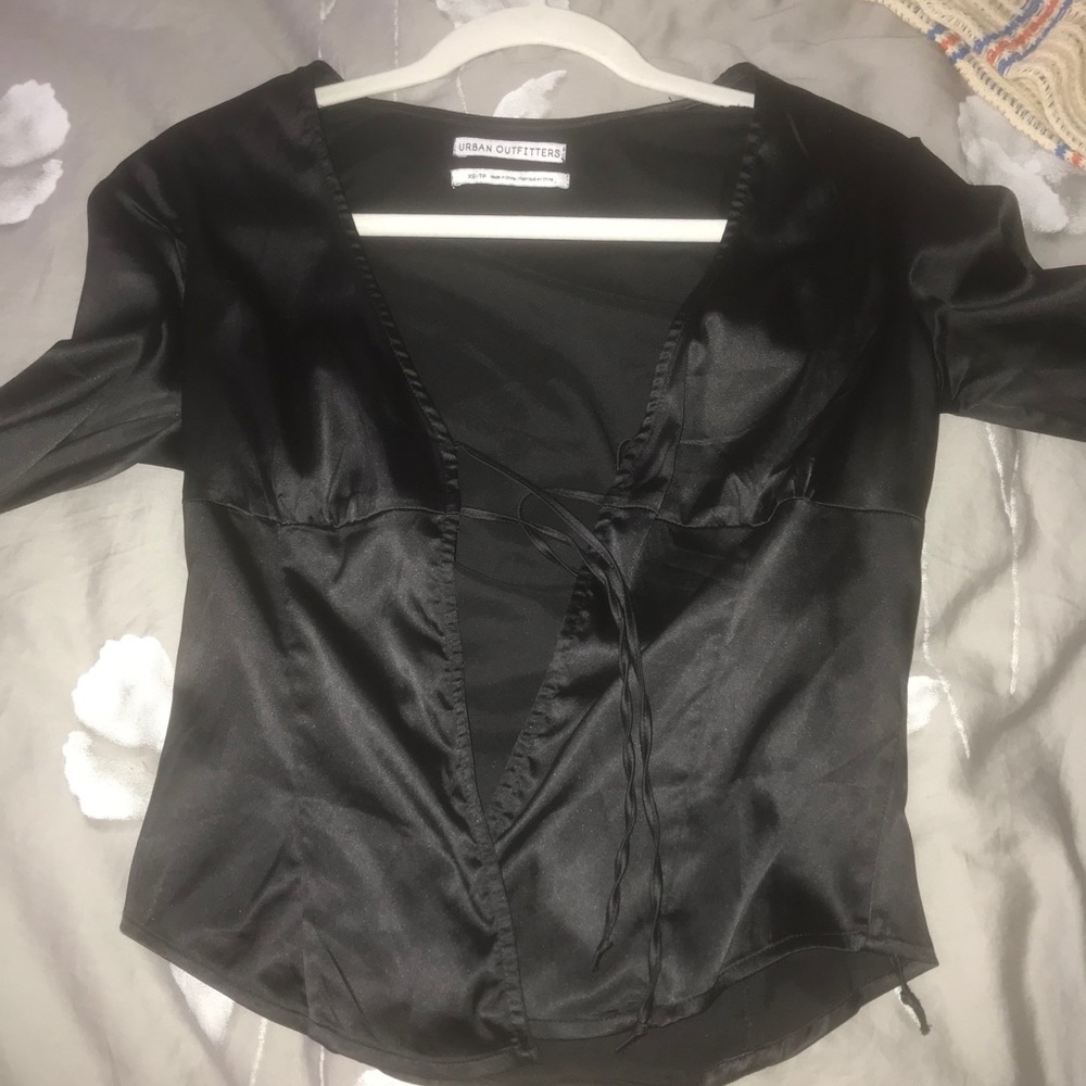 tie front silk blouse
